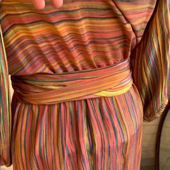 Ermie silk Watercolor painted striped dress - Picture 5 of 10